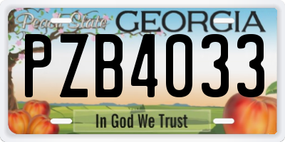 GA license plate PZB4033