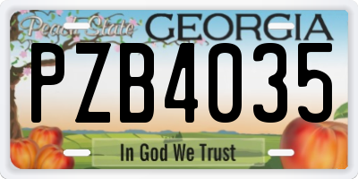 GA license plate PZB4035