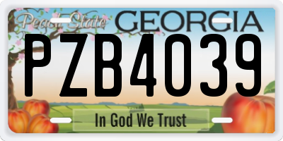 GA license plate PZB4039