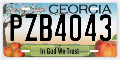 GA license plate PZB4043