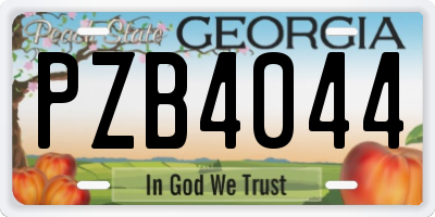 GA license plate PZB4044