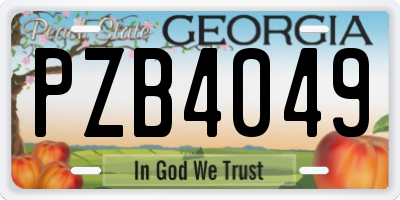 GA license plate PZB4049