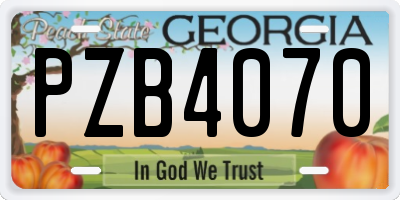 GA license plate PZB4070