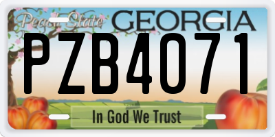 GA license plate PZB4071