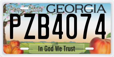 GA license plate PZB4074