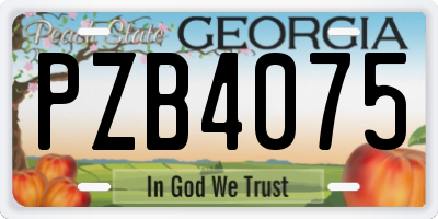 GA license plate PZB4075