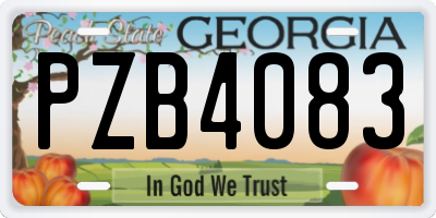GA license plate PZB4083