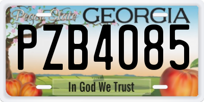 GA license plate PZB4085