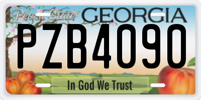GA license plate PZB4090