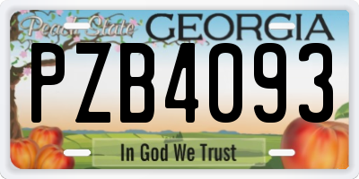 GA license plate PZB4093
