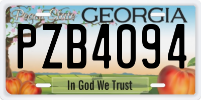 GA license plate PZB4094