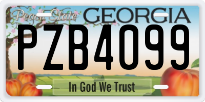 GA license plate PZB4099