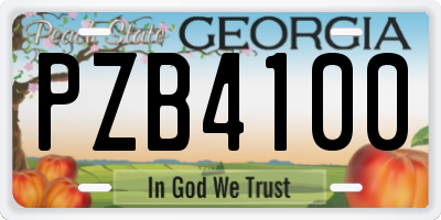 GA license plate PZB4100