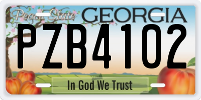GA license plate PZB4102