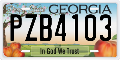 GA license plate PZB4103