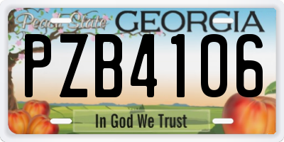 GA license plate PZB4106