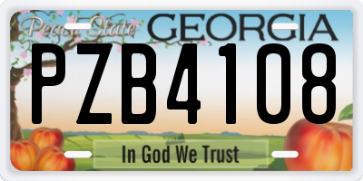 GA license plate PZB4108