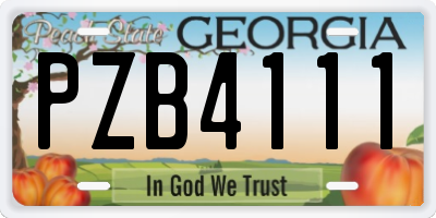 GA license plate PZB4111