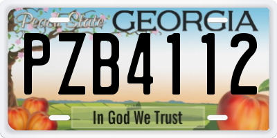 GA license plate PZB4112