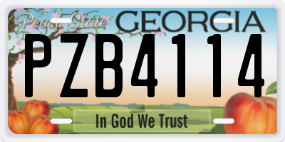 GA license plate PZB4114