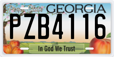 GA license plate PZB4116