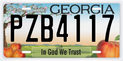 GA license plate PZB4117