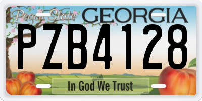 GA license plate PZB4128