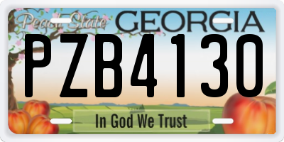 GA license plate PZB4130