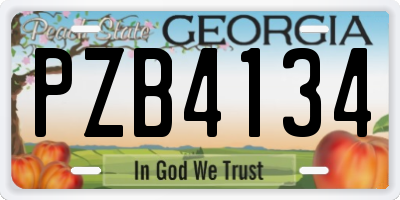 GA license plate PZB4134