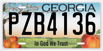 GA license plate PZB4136