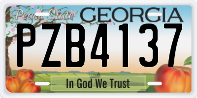 GA license plate PZB4137