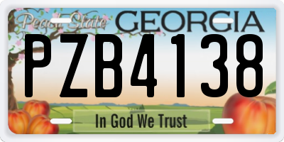 GA license plate PZB4138
