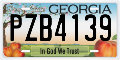 GA license plate PZB4139