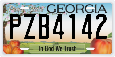 GA license plate PZB4142