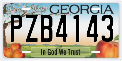GA license plate PZB4143