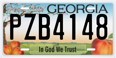 GA license plate PZB4148