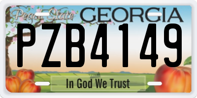 GA license plate PZB4149