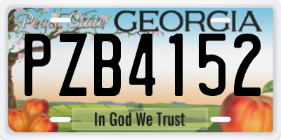 GA license plate PZB4152