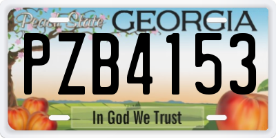 GA license plate PZB4153