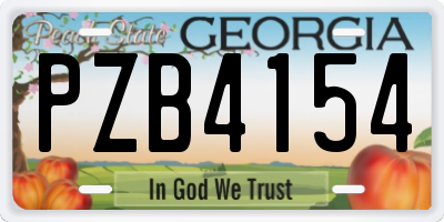 GA license plate PZB4154