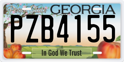 GA license plate PZB4155