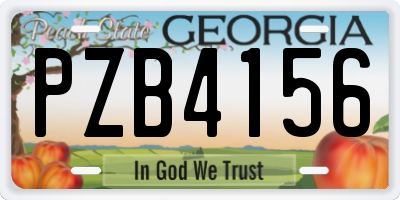 GA license plate PZB4156