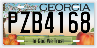GA license plate PZB4168