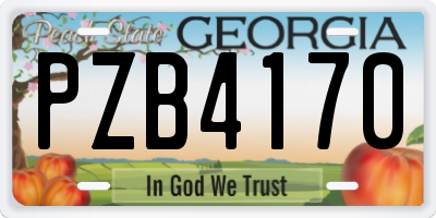 GA license plate PZB4170