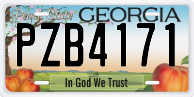 GA license plate PZB4171