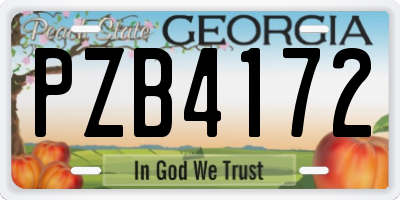 GA license plate PZB4172