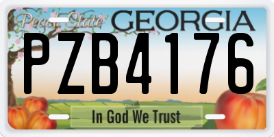 GA license plate PZB4176