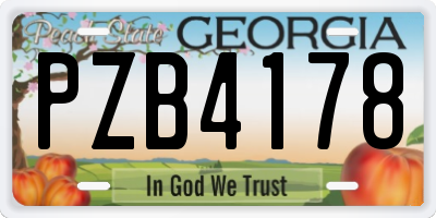 GA license plate PZB4178