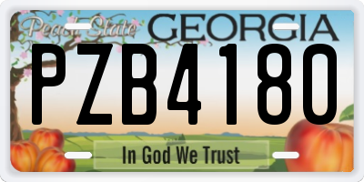 GA license plate PZB4180