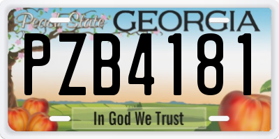 GA license plate PZB4181